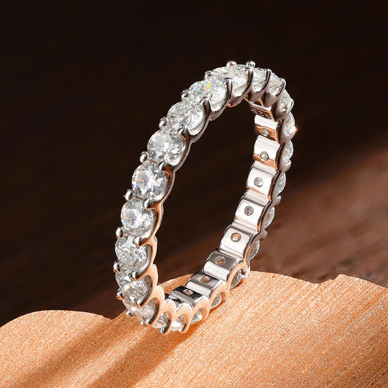 Moissanite Eternity Band, 2mm or 3mm in 925 Silver