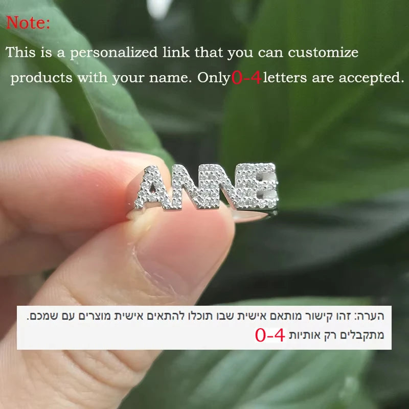 Personalised Name Ring with Moissanite, 925 Silver