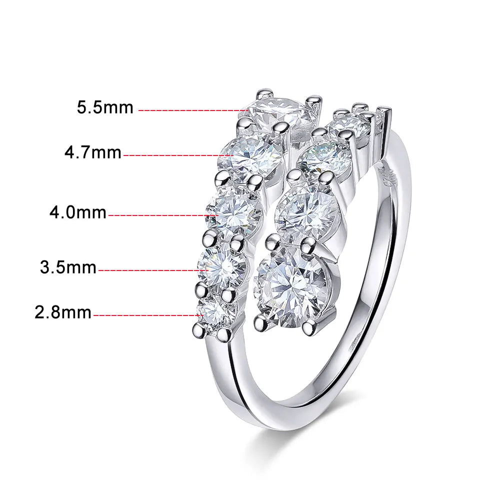 3.26cttw Moissanite Ring, GRA Certified in 925 Silver
