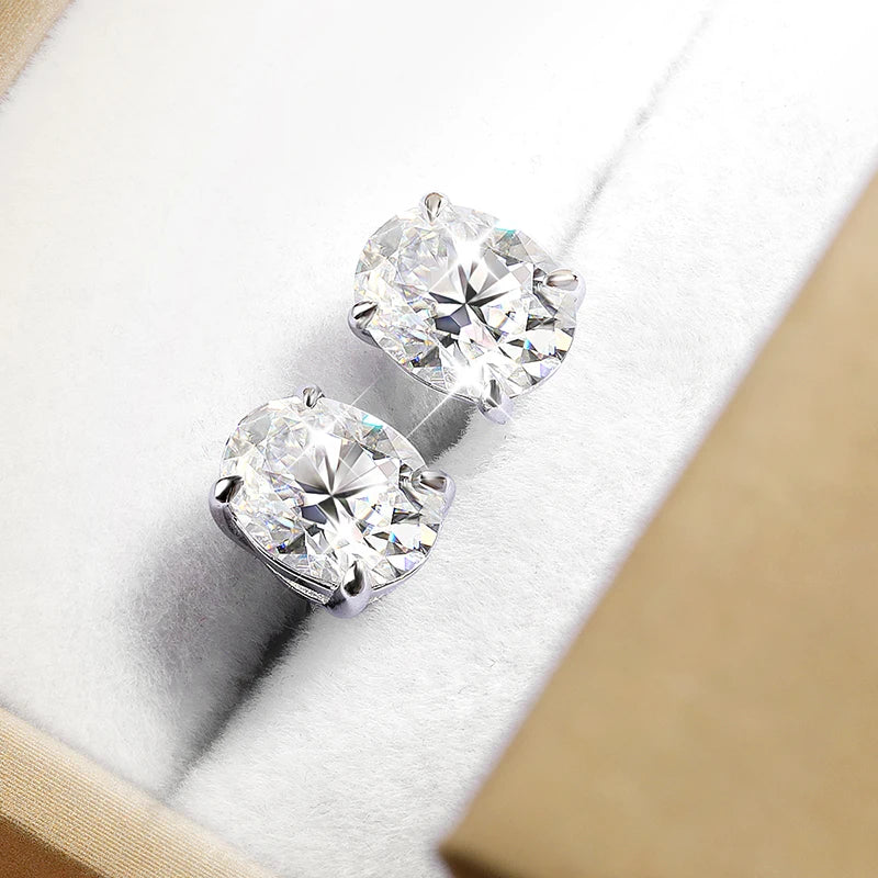 Oval Moissanite Studs, 1ct to 4ct GRA Certified