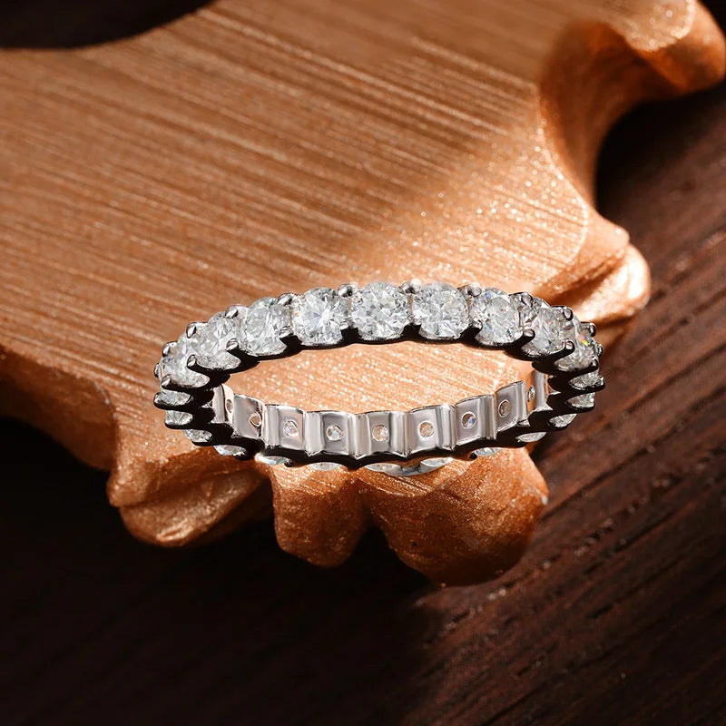 Moissanite Eternity Band, 2mm or 3mm in 925 Silver