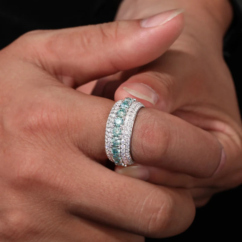 Pave Moissanite Ring, D VVS in 925 Silver, Sizes 7 to 12