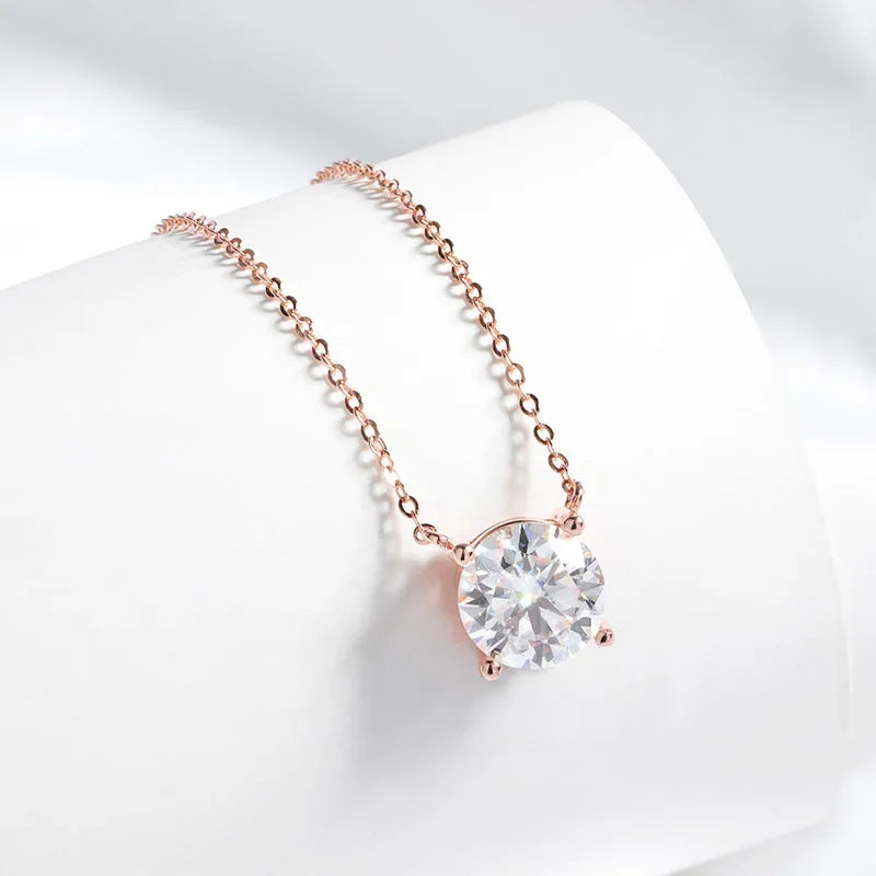 Solitaire Pendant Necklace, 1ct to 6ct in 925 Silver