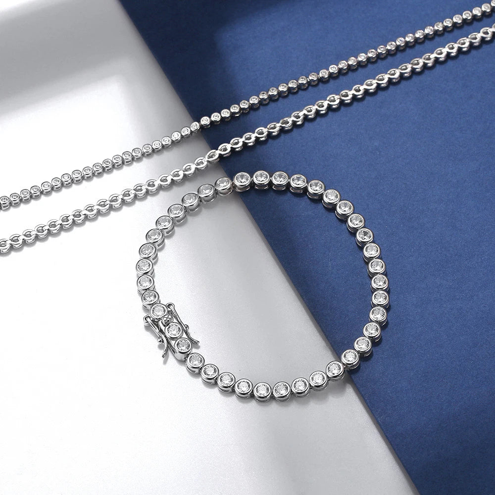 Round Tennis Bracelet, 2mm or 3mm in 925 Silver