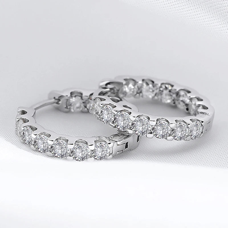 2.6cttw Moissanite Hoop Earrings in 925 Silver