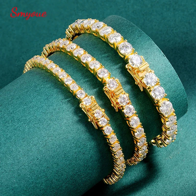 Tennis Bracelet, 3mm to 5mm in 18k Plated 925 Silver