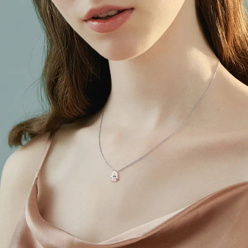 Pear Moissanite Pendant Necklace, 1ct to 4ct, 3 Styles