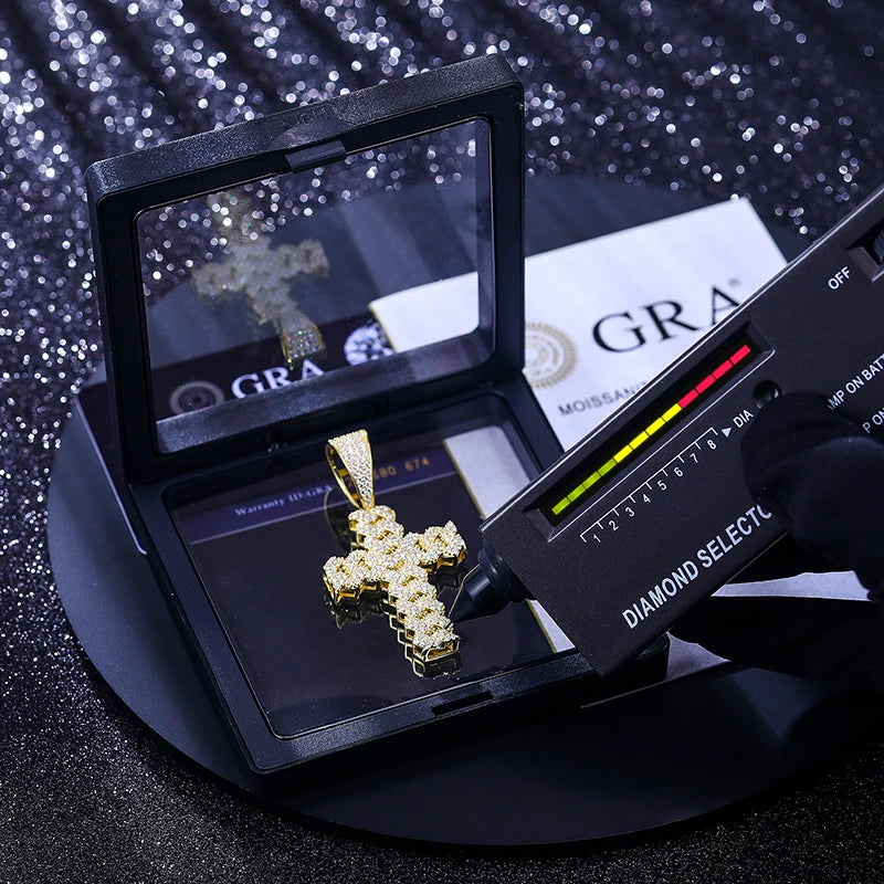 Moissanite Cross Pendant Necklace in 925 Silver