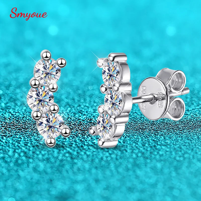 0.6cttw Moissanite Stud Earrings, Rhodium Plated