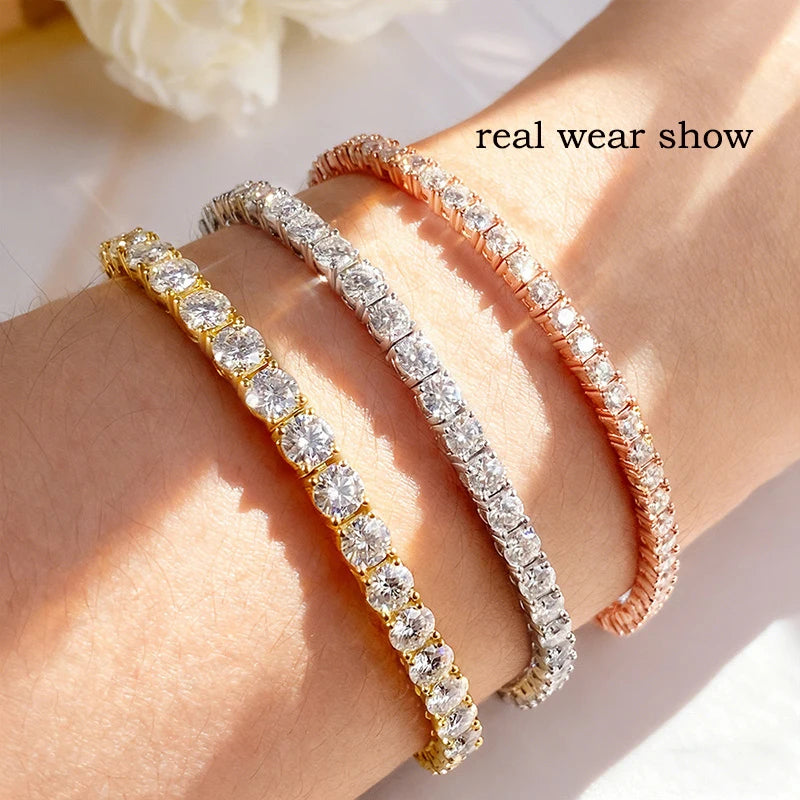 Tennis Bracelet, 3mm to 5mm in 18k Plated 925 Silver