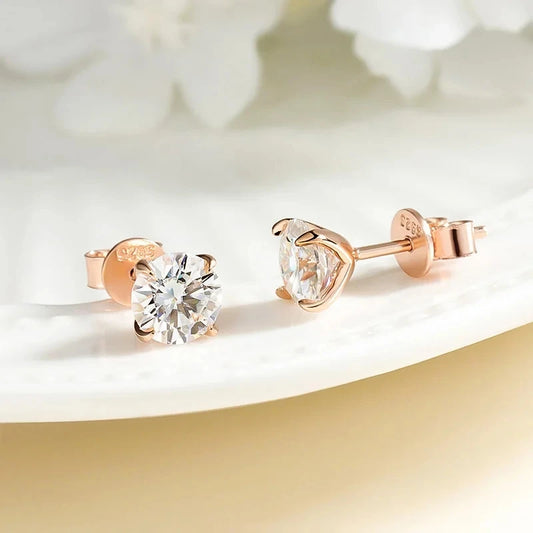 Moissanite Stud Earrings, 0.1ct to 3ct, 925 Silver 18k