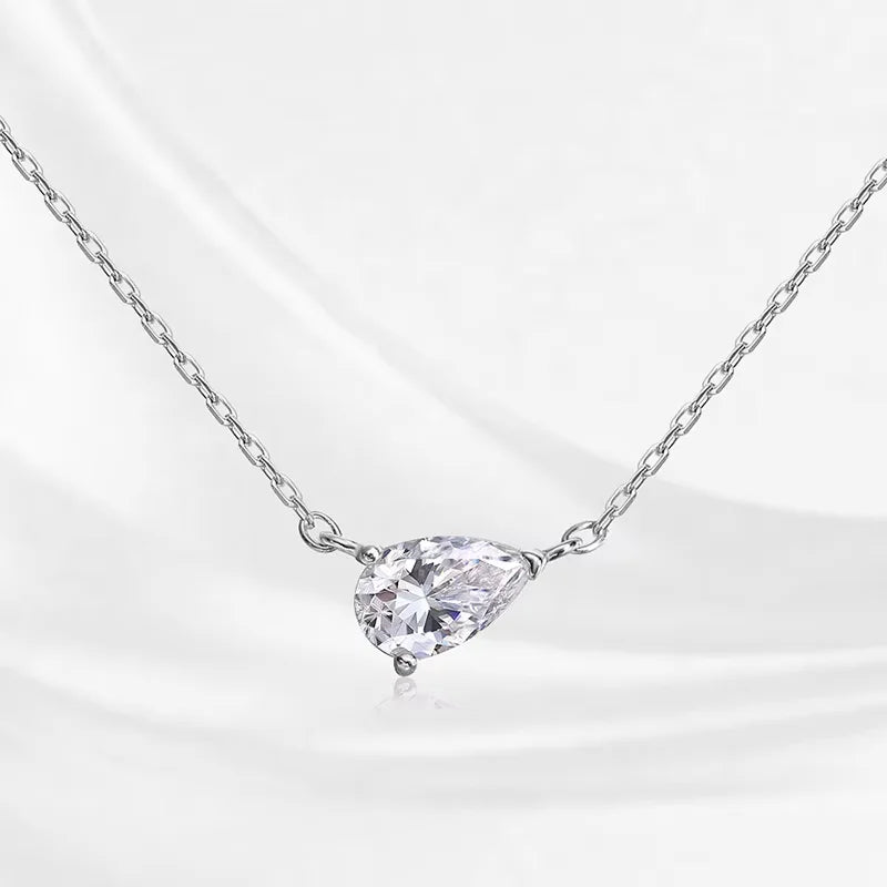 Pear Moissanite Pendant Necklace, 1ct to 4ct, 3 Styles