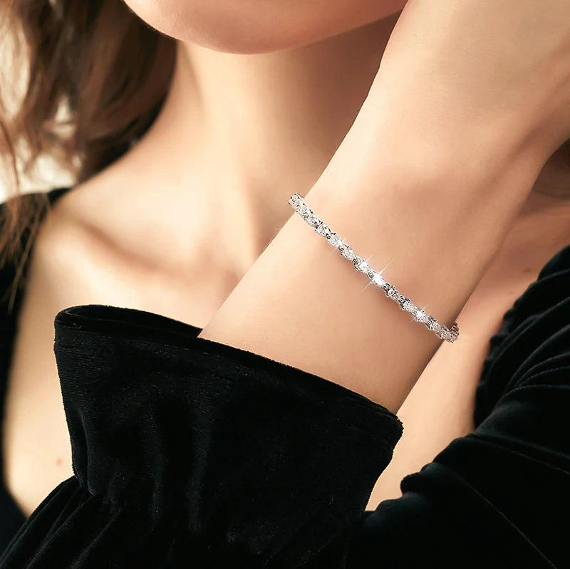 Pear Cut Moissanite Tennis Bracelet, GRA s925 Silver