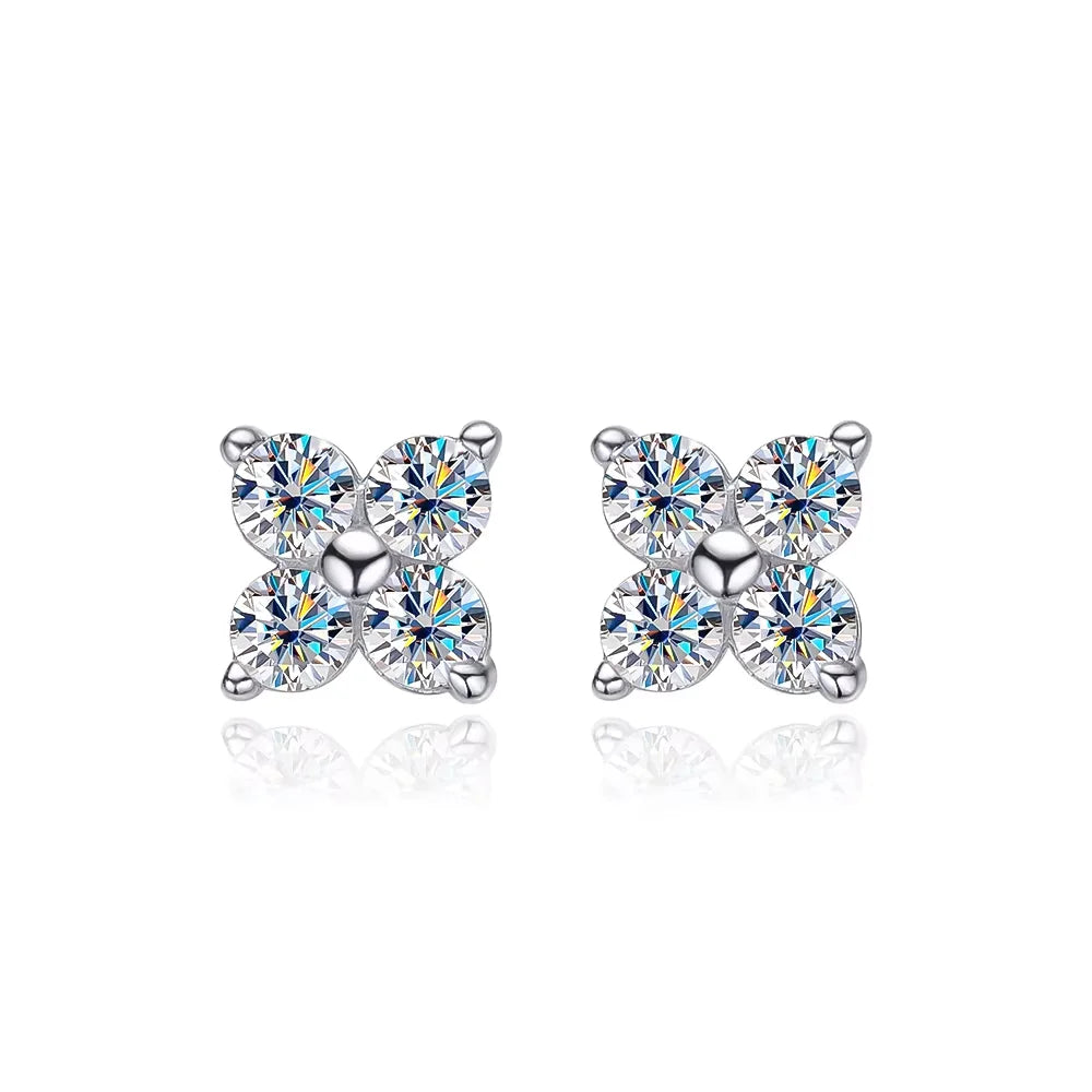 Moissanite Stud Earrings, 1 or 4 Piece Set in s925