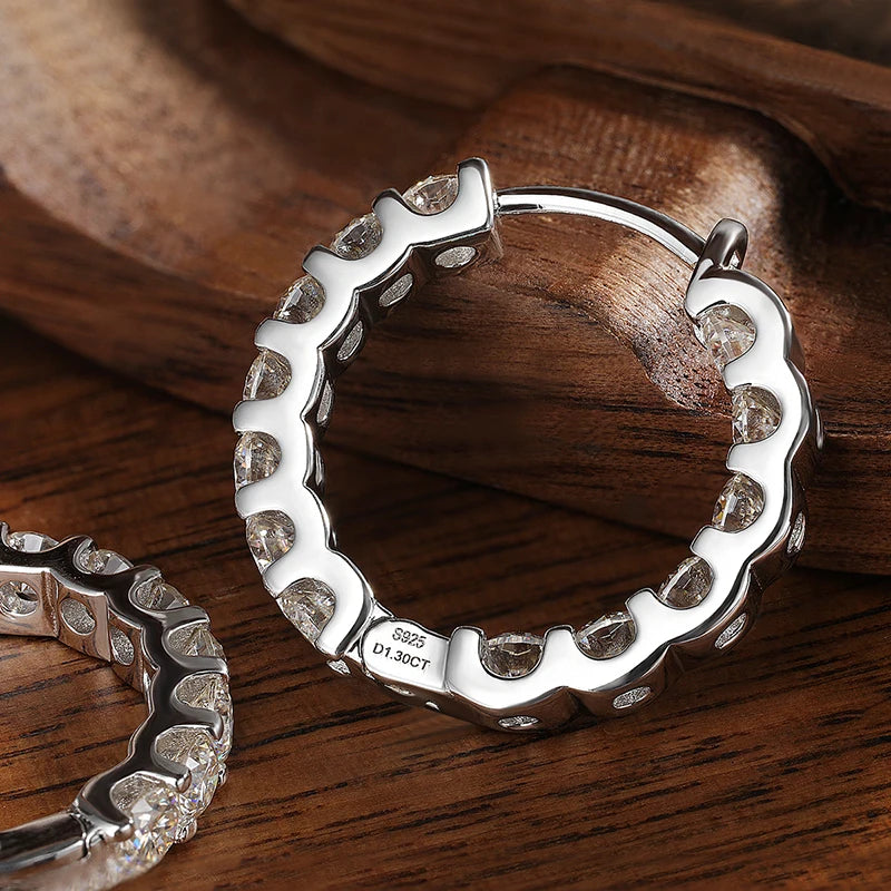 2.6ct Moissanite Hoop Earrings, 2cm or 3cm, 925 Silver