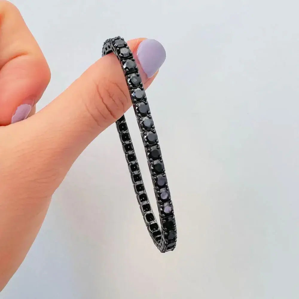 Tennis Bracelet, 3mm to 5mm in Black or Gold 925 Silver