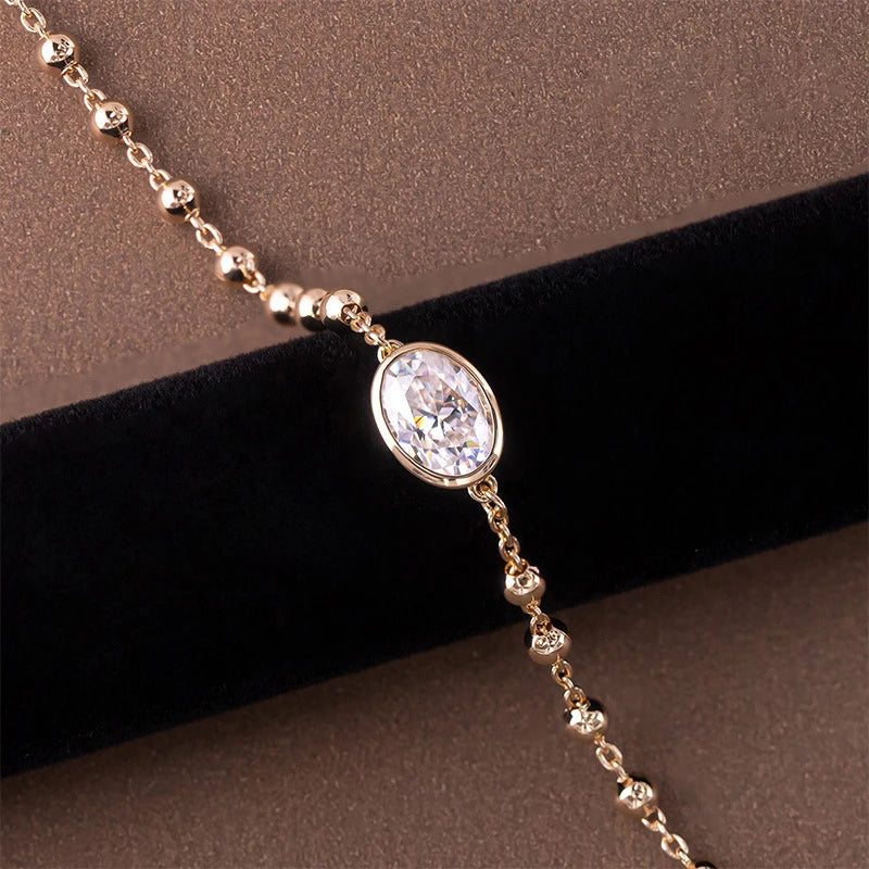 1ct D VVS1 Moissanite Bead Chain Bracelet, 6 Cuts