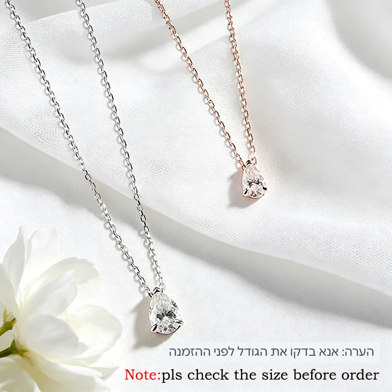 Pear Cut Moissanite Pendant Necklace, 1ct to 5ct, 925