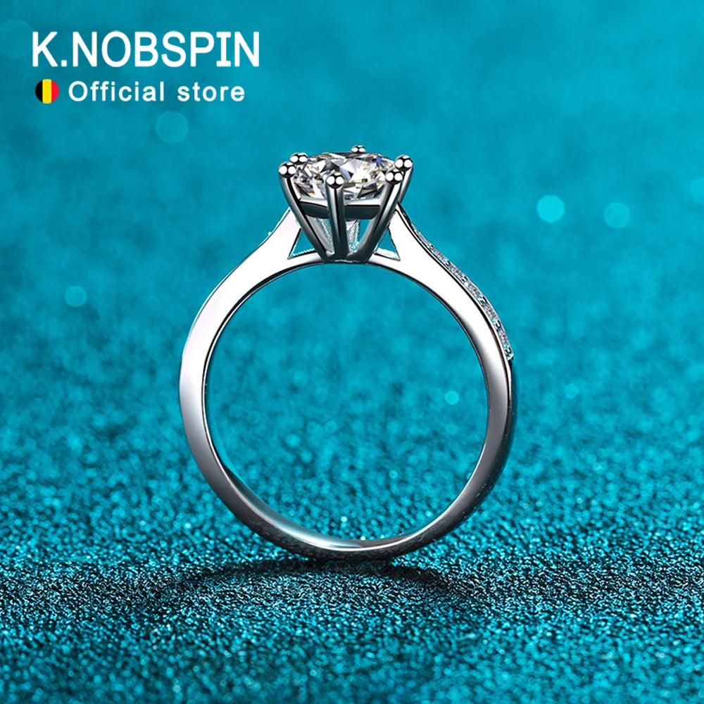 Moissanite Engagement Ring, 0.5ct to 3ct GRA in 925 Silver
