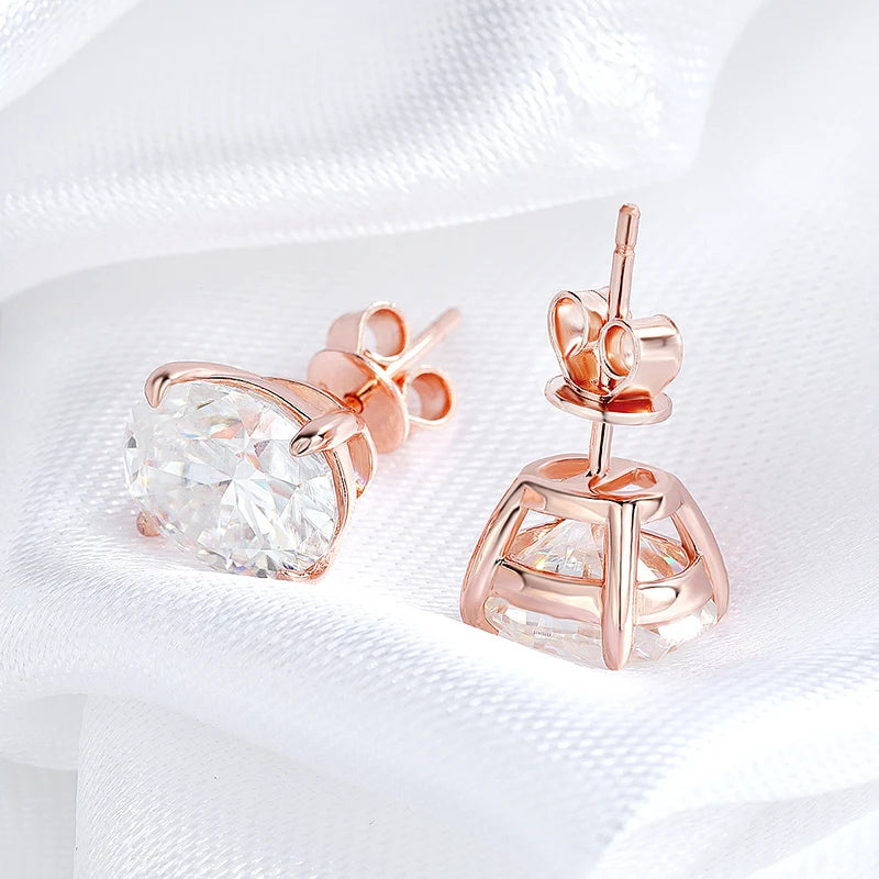Oval Moissanite Stud Earrings, 1ct to 4ct Each