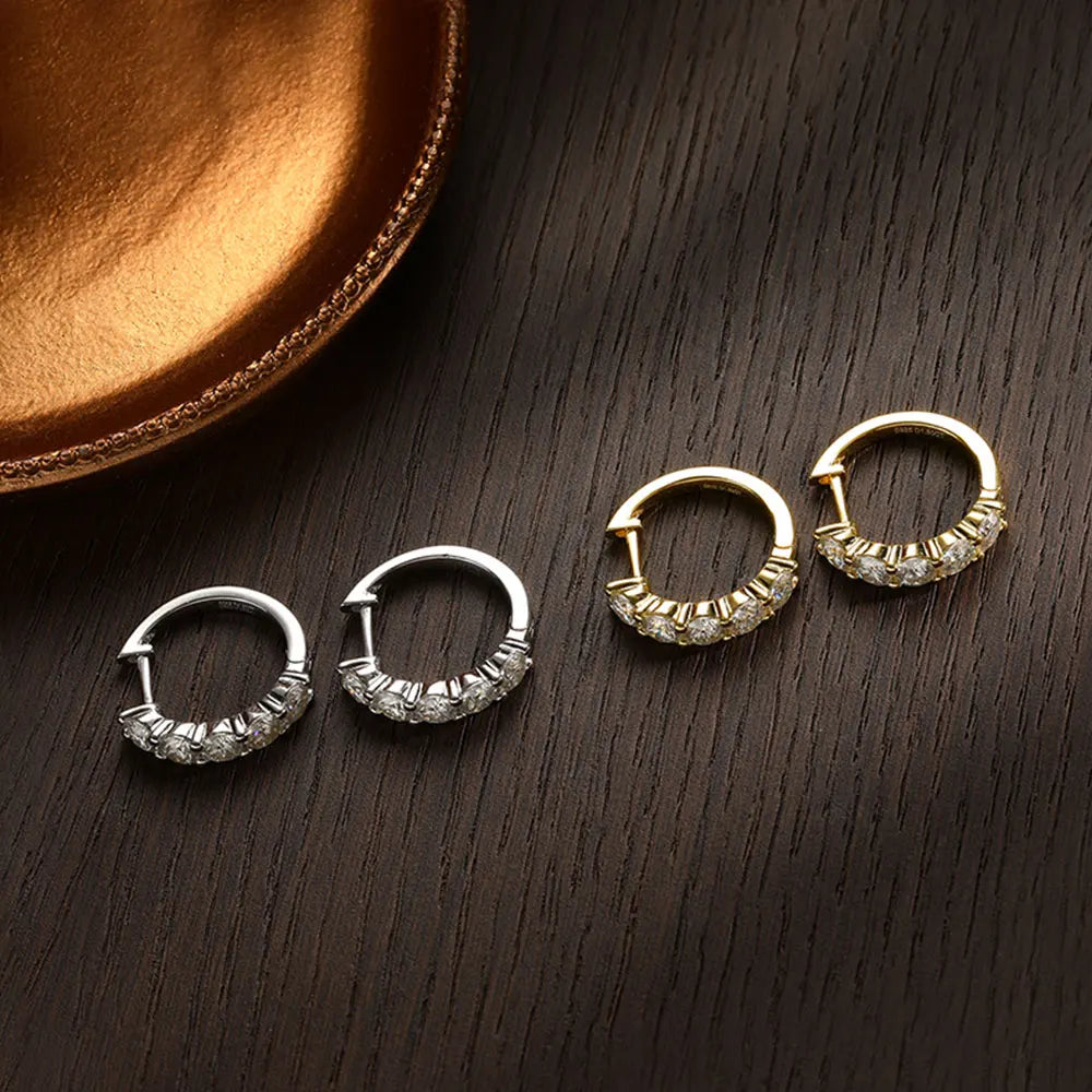 Moissanite Hoop Earrings, 3mm to 4mm in 925 Silver