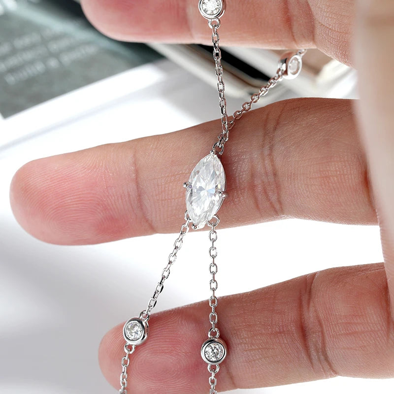 Marquise Moissanite Hand Chain Bracelet