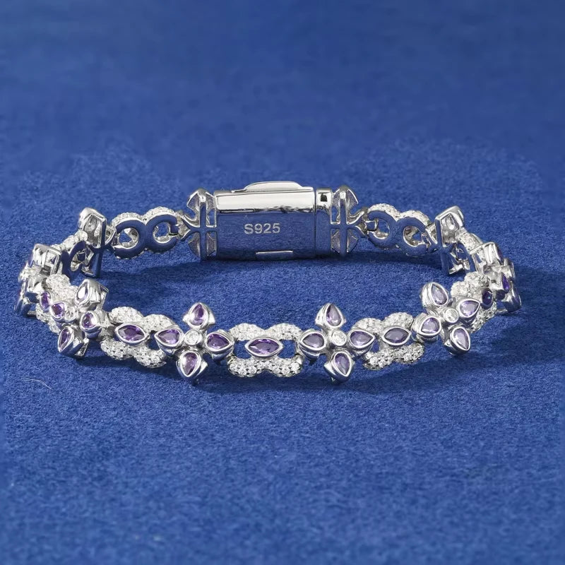 Infinity Cross Bracelet, Moissanite or CZ in 925 Silver