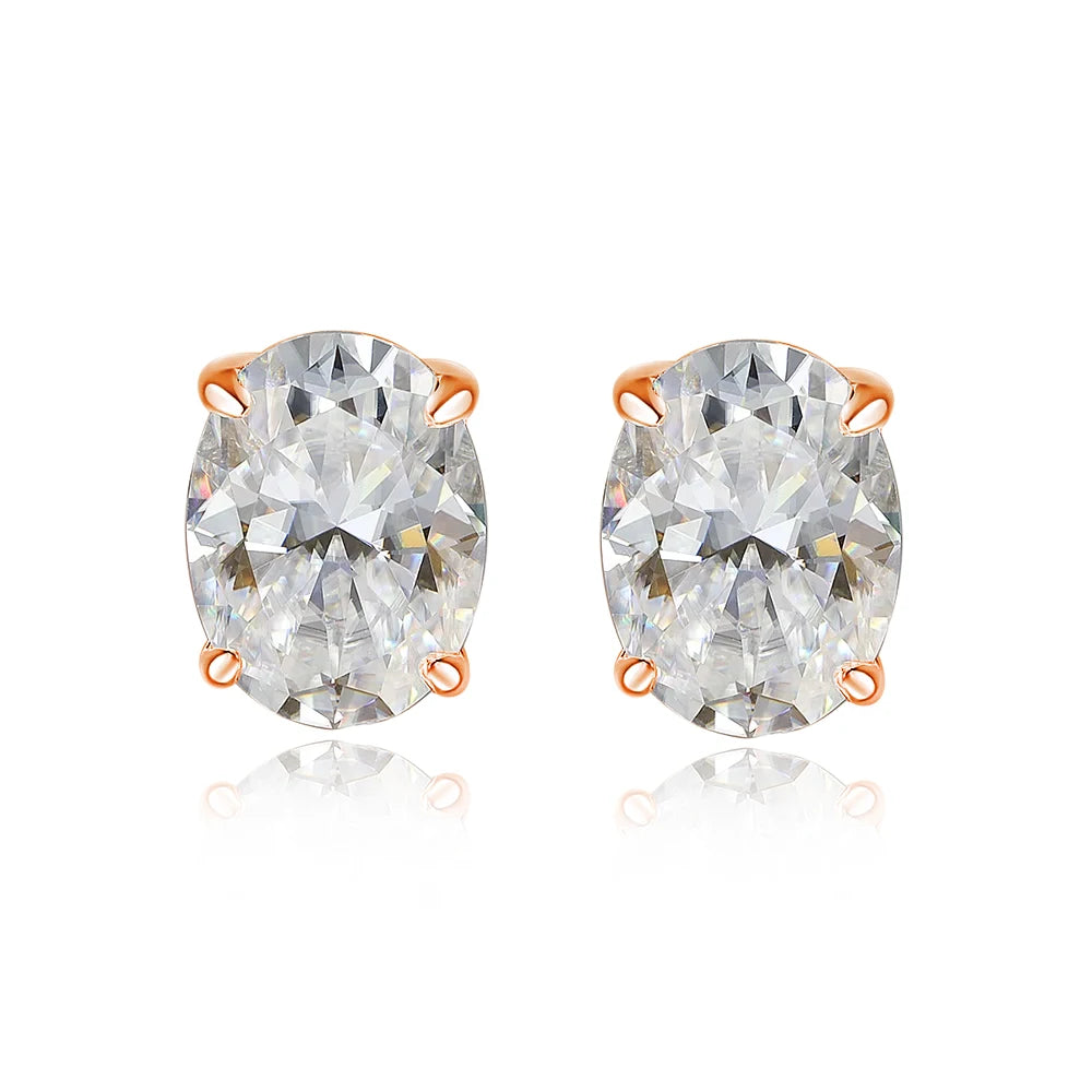 Oval Moissanite Stud Earrings, 0.5ct to 4ct GRA