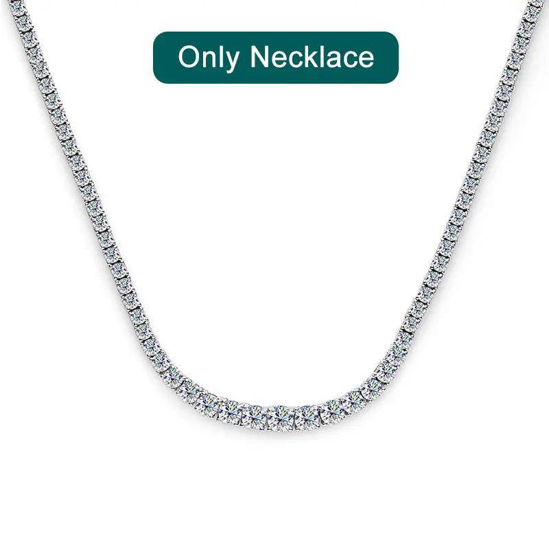 Tennis Necklace, Moissanite or Zircon in 925 Silver