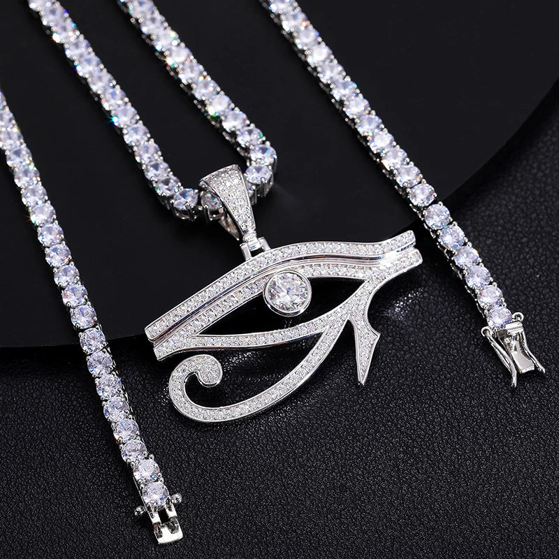 Eye of Horus Moissanite Pendant, With or Without Chain