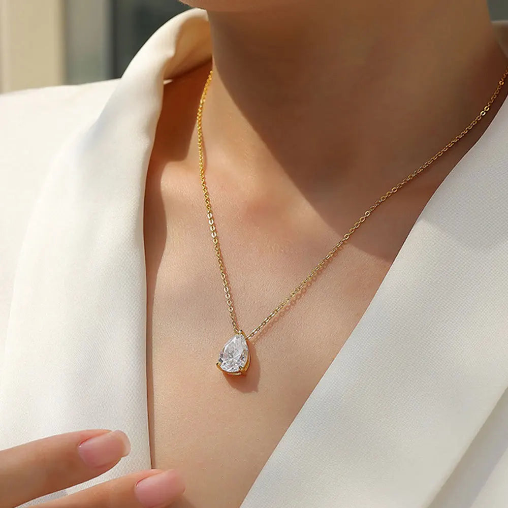 Pear Moissanite Pendant Necklace, 1ct to 4ct