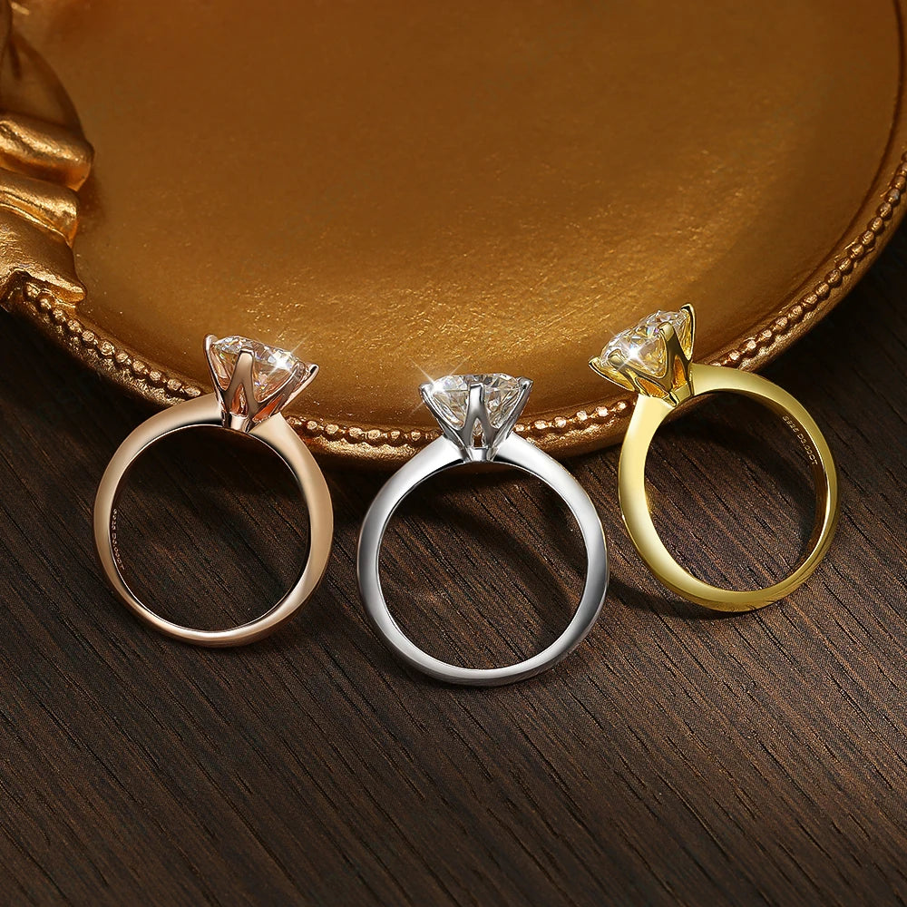 Six Prong Moissanite Solitaire Ring, 0.5ct to 10ct