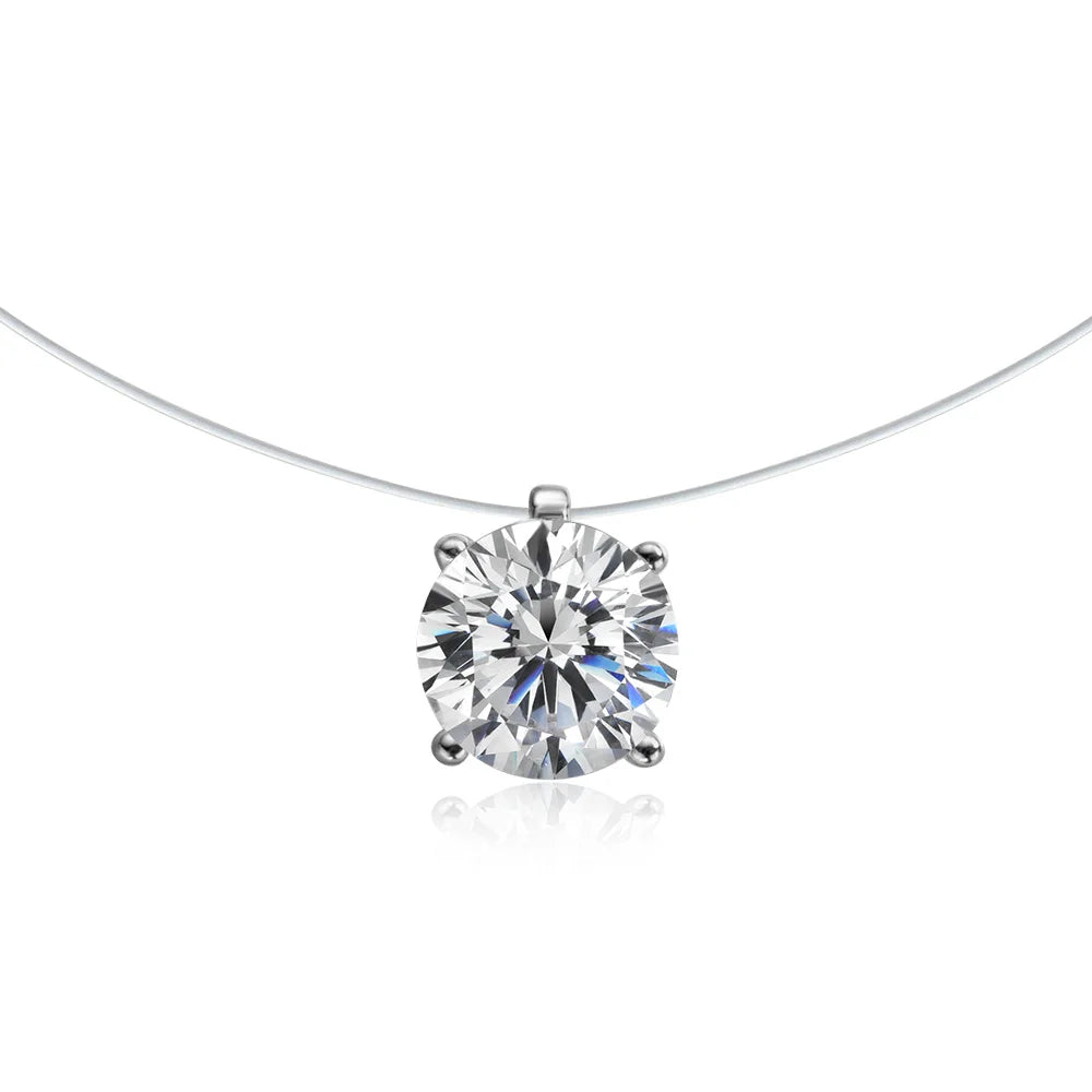 Moissanite Pendant Necklace, 1ct or 2ct in 925 Silver