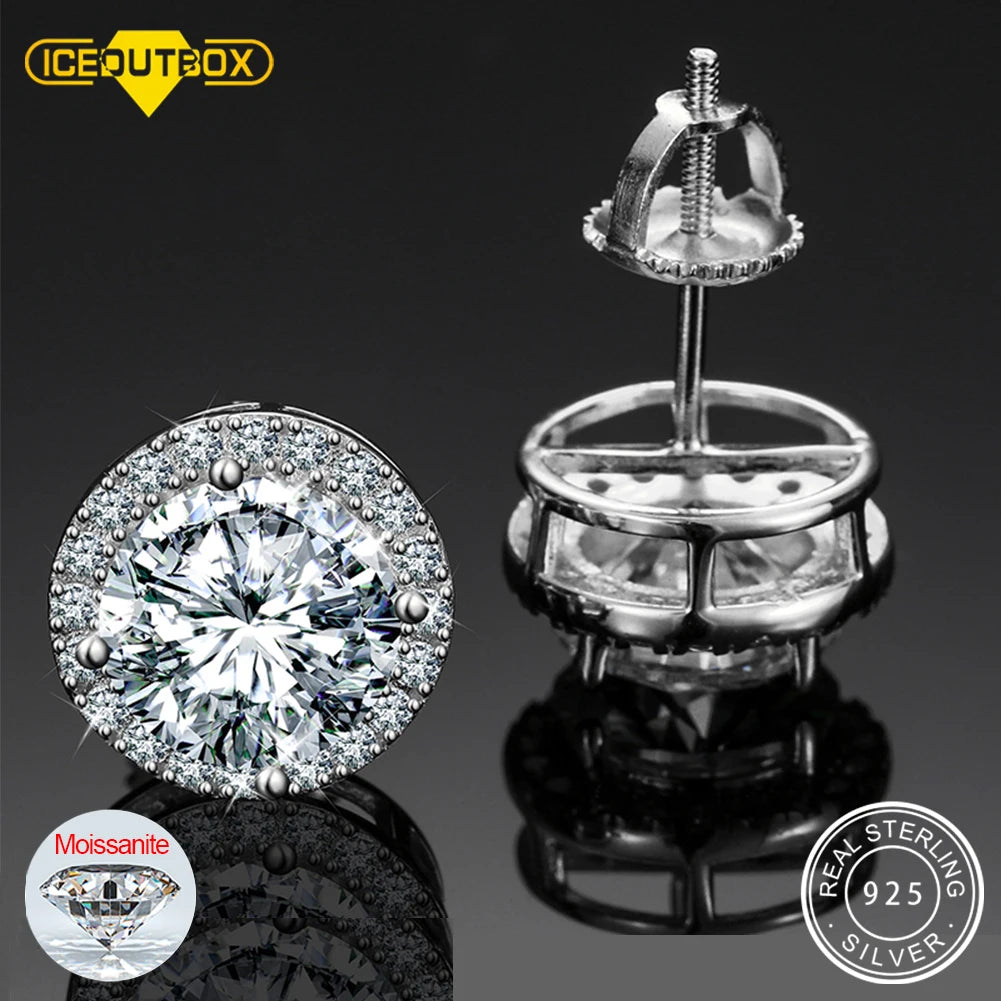 Round Moissanite Stud Earrings, 3mm and Up in 925 Silver