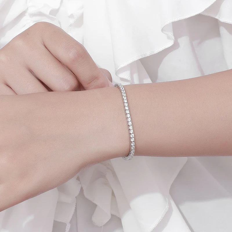 Moissanite Tennis Bracelet, 2mm to 6.5mm in 925 Silver