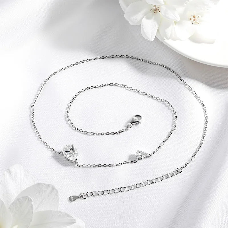 2.5cttw Two Stone Pear Moissanite Necklace, 925 Silver