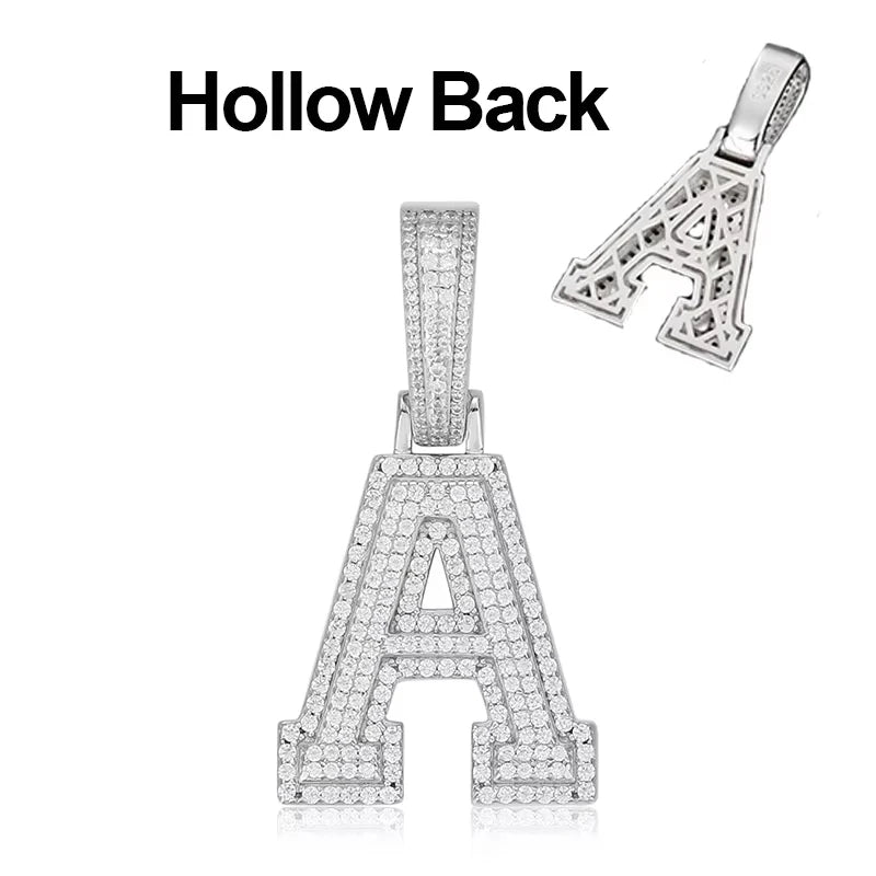 A to Z Letter Moissanite Pendant, Iced Out S925