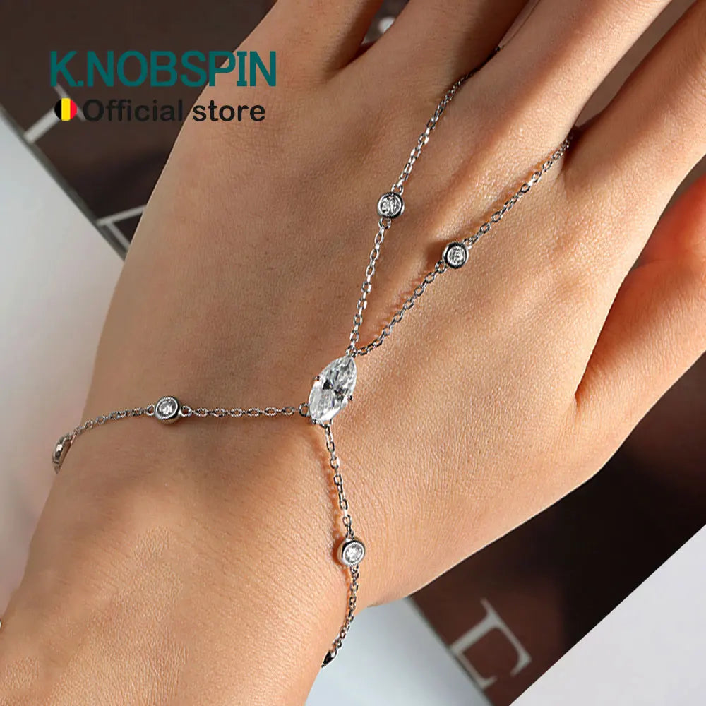Marquise Moissanite Hand Chain Bracelet