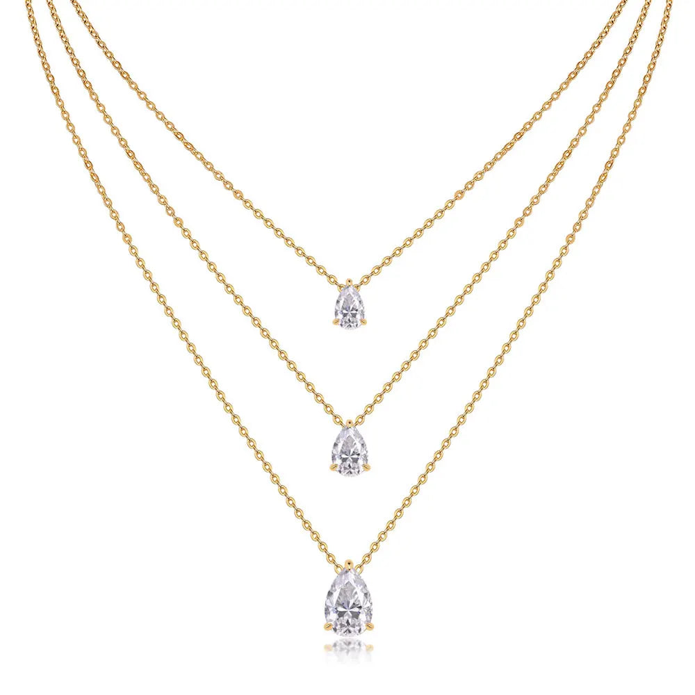 Pear Moissanite Pendant Necklace, 1ct to 4ct