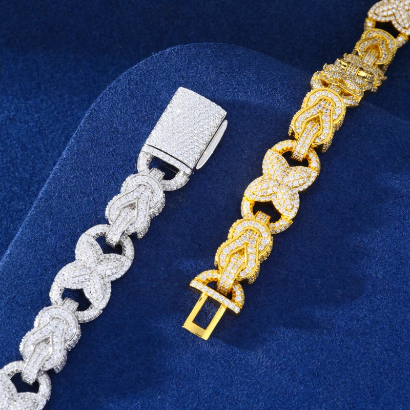 Celtic Knot Cuban Link Bracelet or Chain, 925 Silver