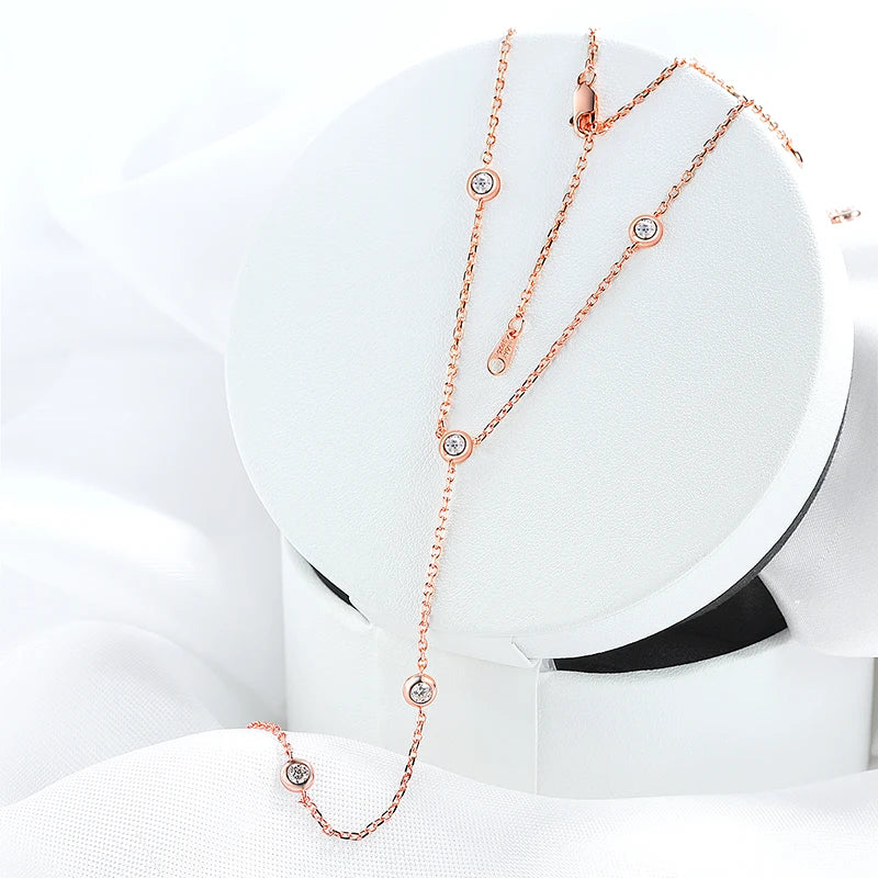 3mm Moissanite Bubble Pendant Necklace in S925 Silver