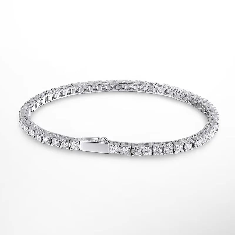 Moissanite Tennis Bracelet, 3mm GRA Certified 925 Silver