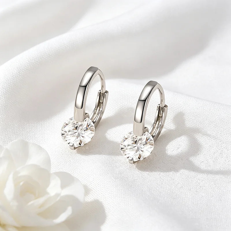 2ctw Moissanite Hoop Earrings, 6.5mm in S925 Silver