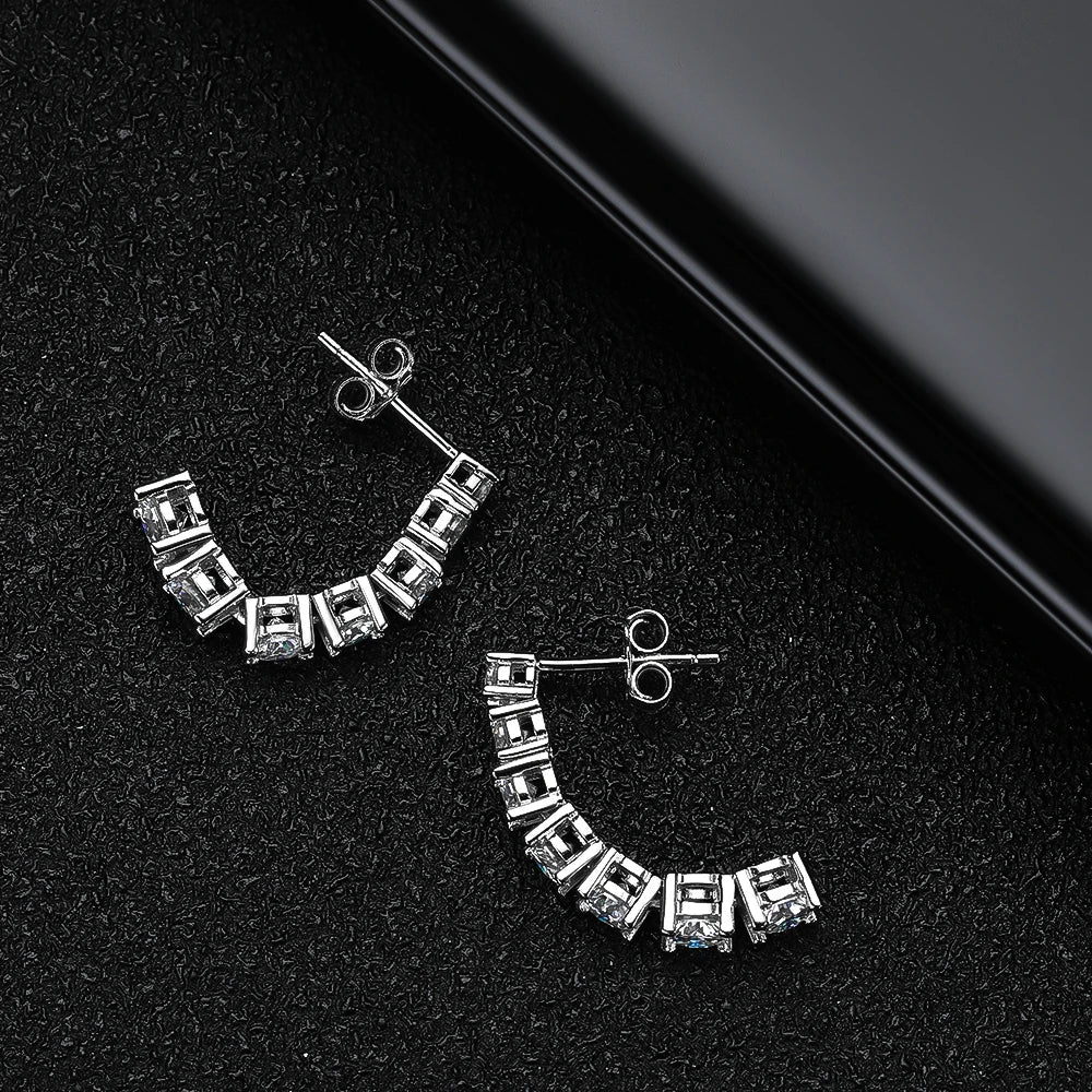 Moissanite or Zircon Drop Earrings in 925 Silver