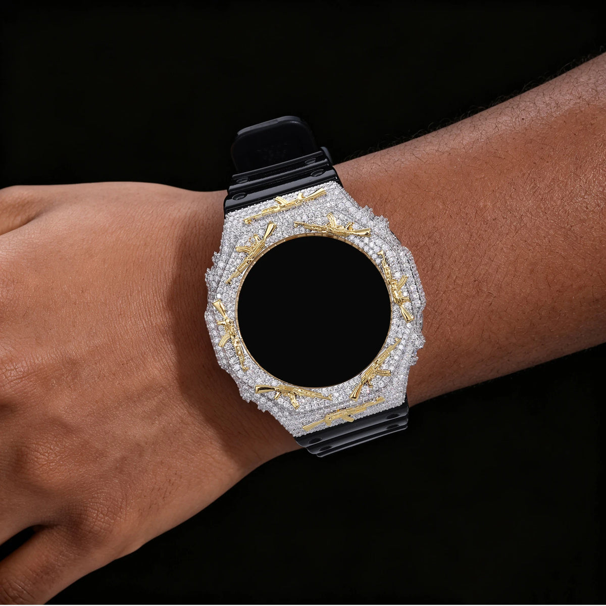 AK Style Iced Out Watch Case, Moissanite 925 Silver