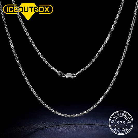 2.5mm Rope Chain Necklace in S925 Sterling Silver