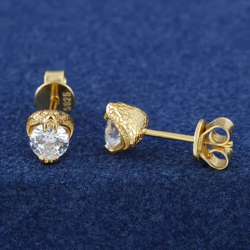 4mm Moissanite Snake Stud Earrings in 925 Silver