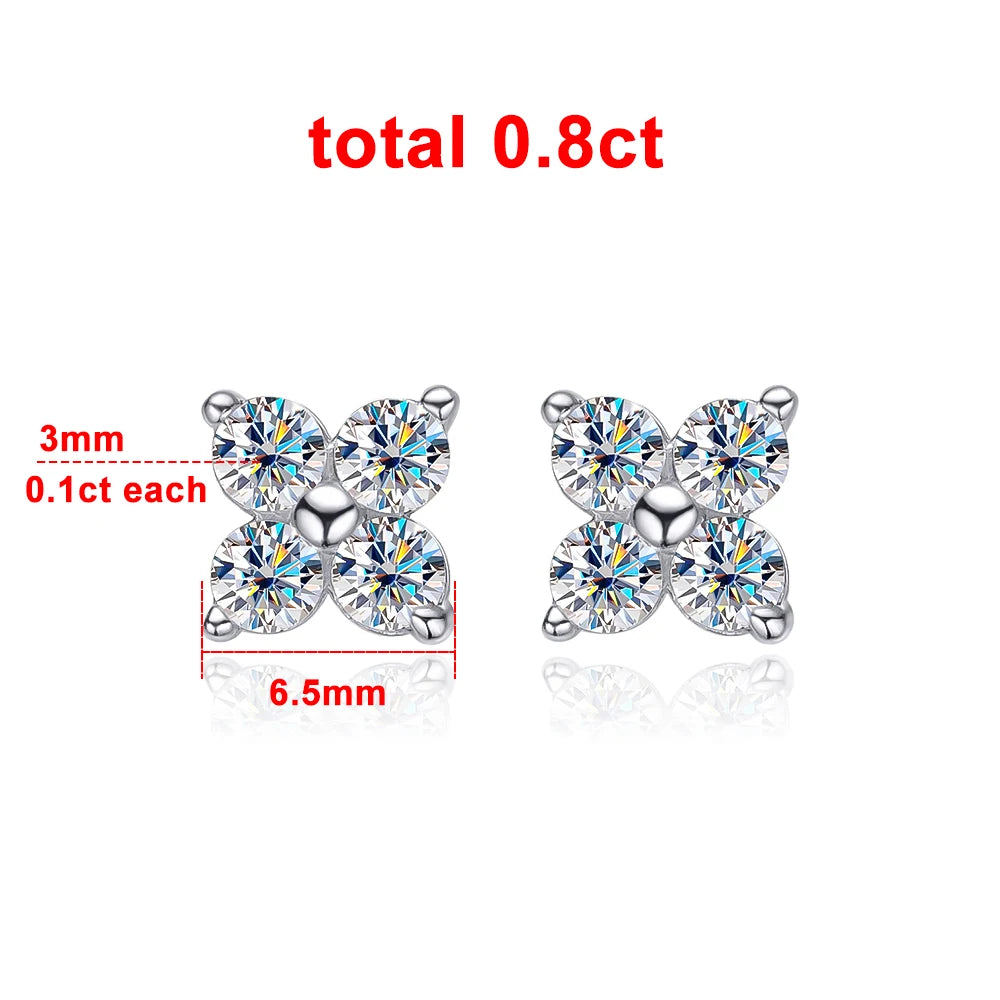 Moissanite Stud Earrings, 1 or 4 Piece Set in s925