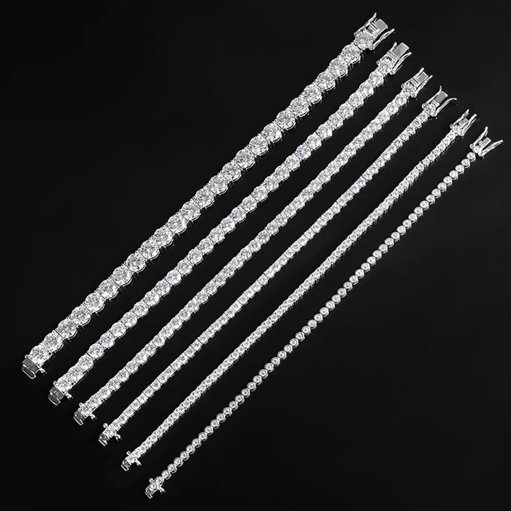 Moissanite Tennis Bracelet, 2mm to 6.5mm in 925 Silver