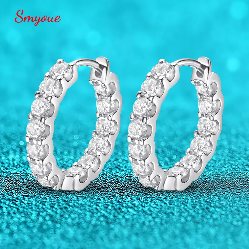 2.6cttw Moissanite Hoop Earrings in 925 Silver